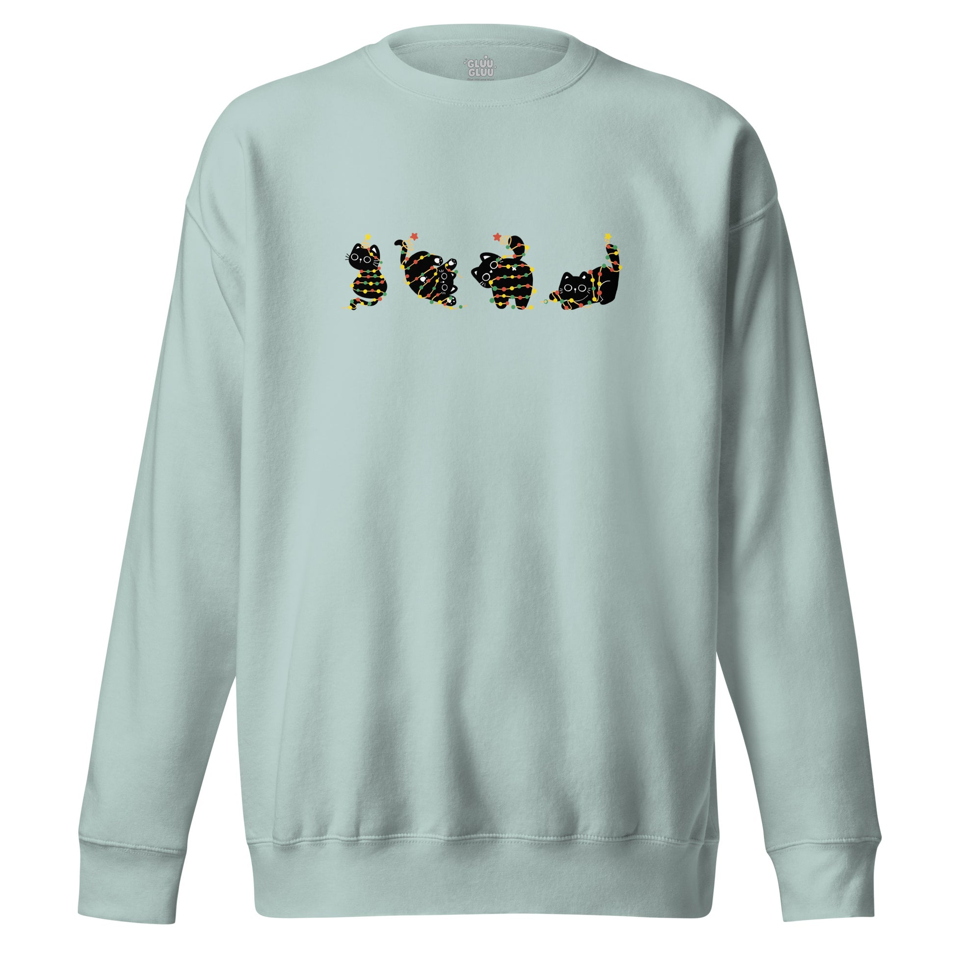 Sudadera Navidad gráfico felino, Sudadera edición festiva gatos, Sudadera espíritu navideño felino, diseño de GLUU GLUU.