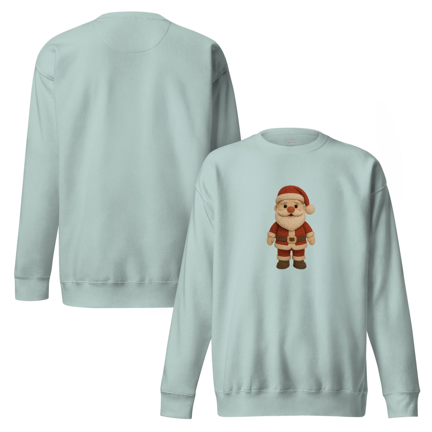 Sudadera Papá Noel crochet, Sudadera Santa Claus tejido navideño estilo amigurumi, Tee navidad Papá Noel, diseño de GLUU GLUU.