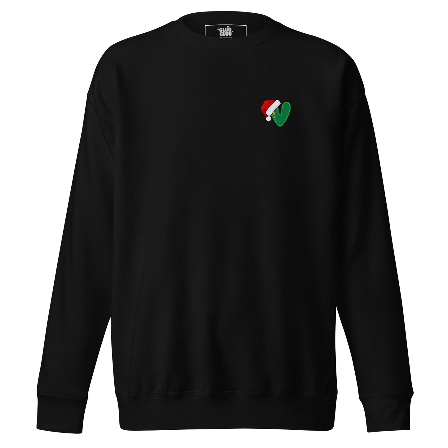 Sudadera navideña con inicial "V", Sudadera Christmas monograma, Sudadera minimalista letra navidad, diseño de GLUU GLUU.