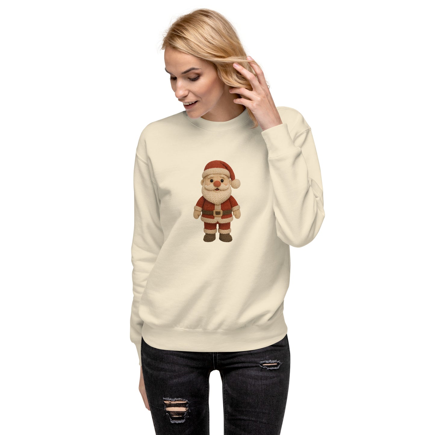 Sudadera Papá Noel crochet, Sudadera Santa Claus tejido navideño estilo amigurumi, Tee navidad Papá Noel, diseño de GLUU GLUU.