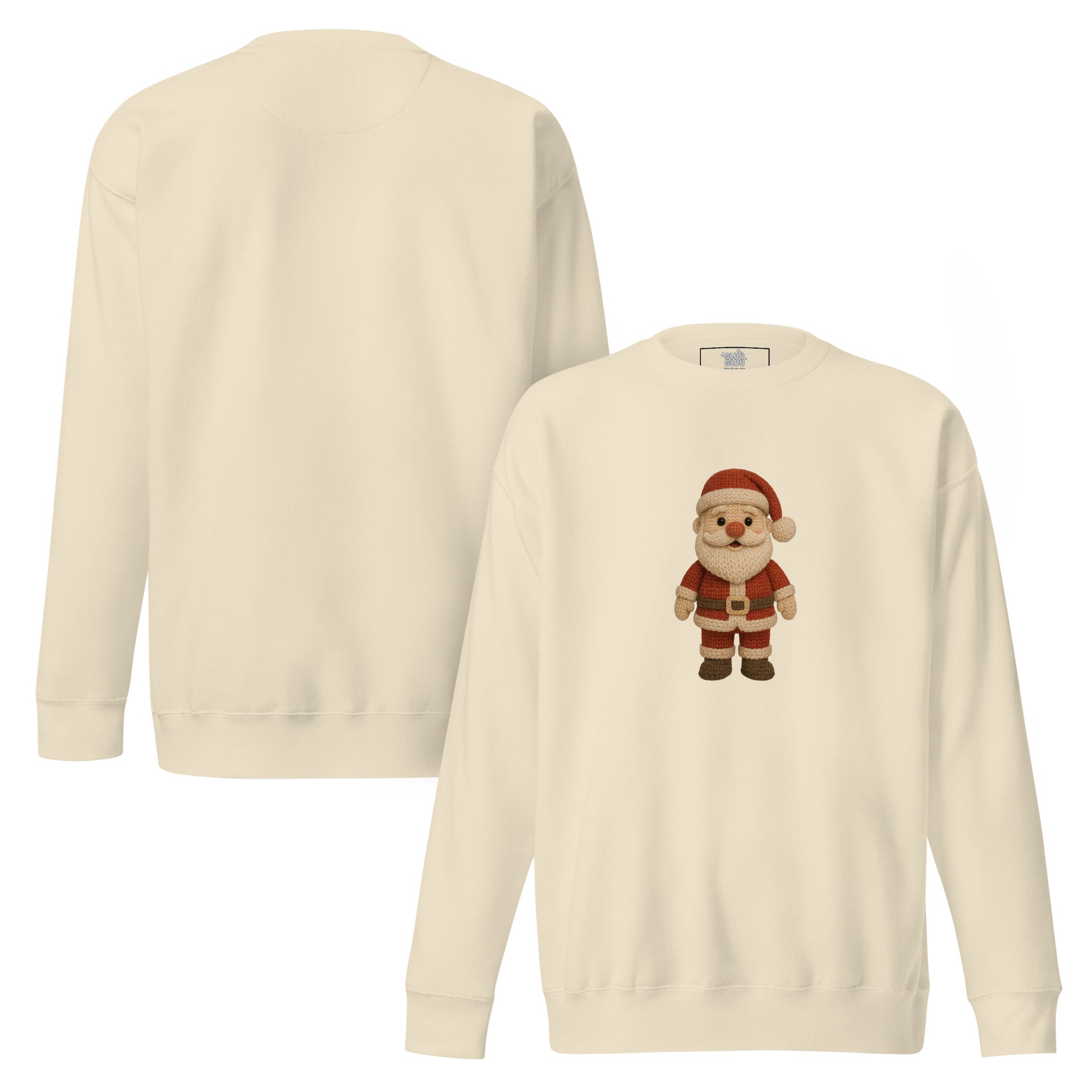 Sudadera Papá Noel crochet, Sudadera Santa Claus tejido navideño estilo amigurumi, Tee navidad Papá Noel, diseño de GLUU GLUU.