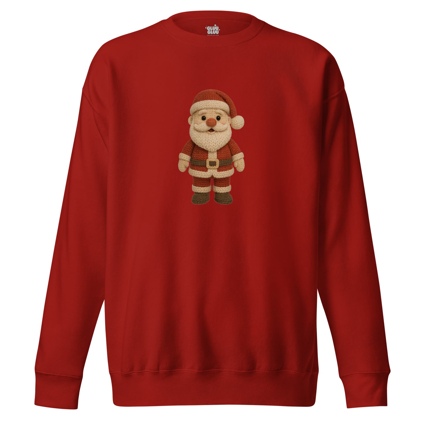 Sudadera Papá Noel crochet, Sudadera Santa Claus tejido navideño estilo amigurumi, Tee navidad Papá Noel, diseño de GLUU GLUU.
