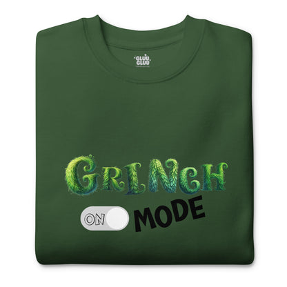 Sudadera frase Grinch Mode, Sudadera navideña Grinch Mode activado, Sudadera unisex Grinch Mode, diseño de GLUU GLUU.