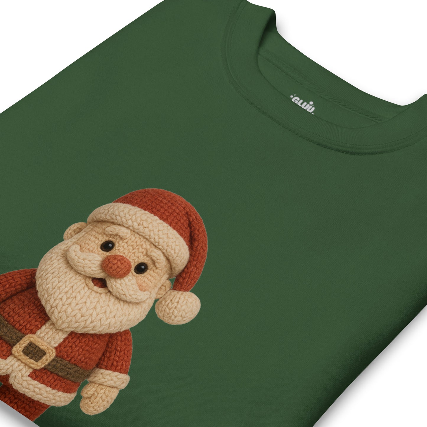 Sudadera Papá Noel crochet, Sudadera Santa Claus tejido navideño estilo amigurumi, Tee navidad Papá Noel, diseño de GLUU GLUU.