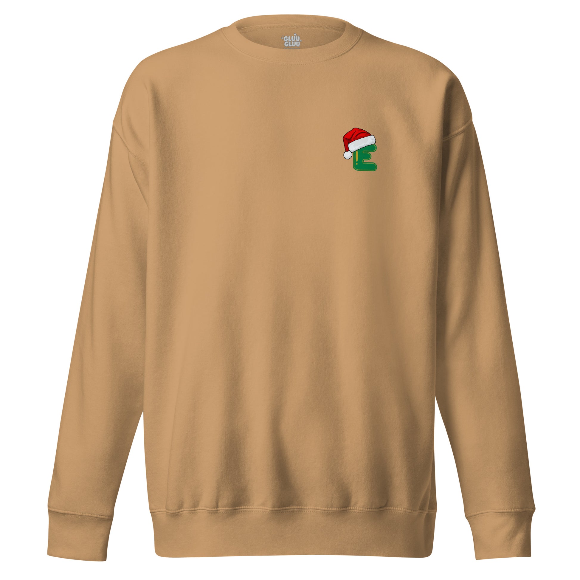 Sudadera navideña con inicial "E", Sudadera Christmas monograma, Sudadera minimalista letra navidad, diseño de GLUU GLUU.