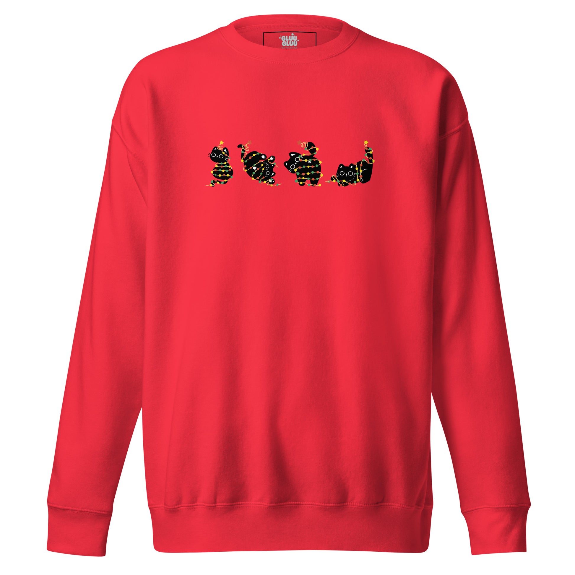 Sudadera Navidad gráfico felino, Sudadera edición festiva gatos, Sudadera espíritu navideño felino, diseño de GLUU GLUU.