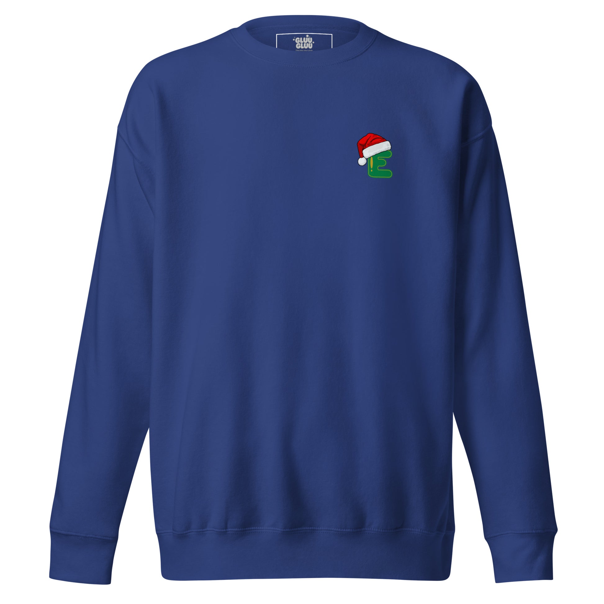 Sudadera navideña con inicial "E", Sudadera Christmas monograma, Sudadera minimalista letra navidad, diseño de GLUU GLUU.