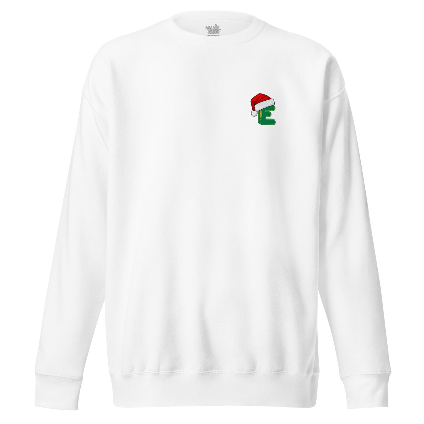 Sudadera navideña con inicial "E", Sudadera Christmas monograma, Sudadera minimalista letra navidad, diseño de GLUU GLUU.
