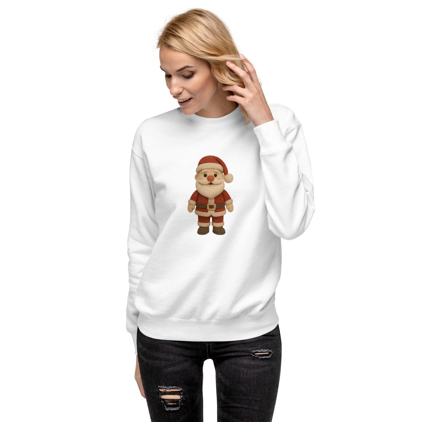 Sudadera Papá Noel crochet, Sudadera Santa Claus tejido navideño estilo amigurumi, Tee navidad Papá Noel, diseño de GLUU GLUU.